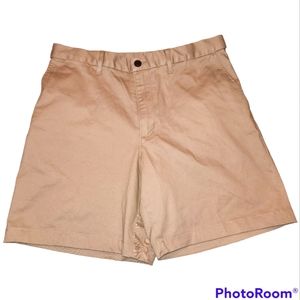 Land's End Flat Front Chino Men's Shorts 34 Traditional Fit Tan Khaki